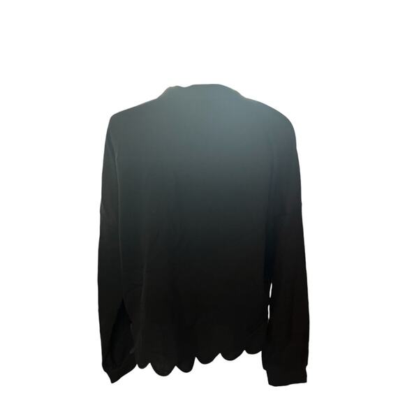 Aqua Crewneck Scalloped Edge Waist Athleisure Sweatshirt NEW Size Medium - Picture 5 of 7